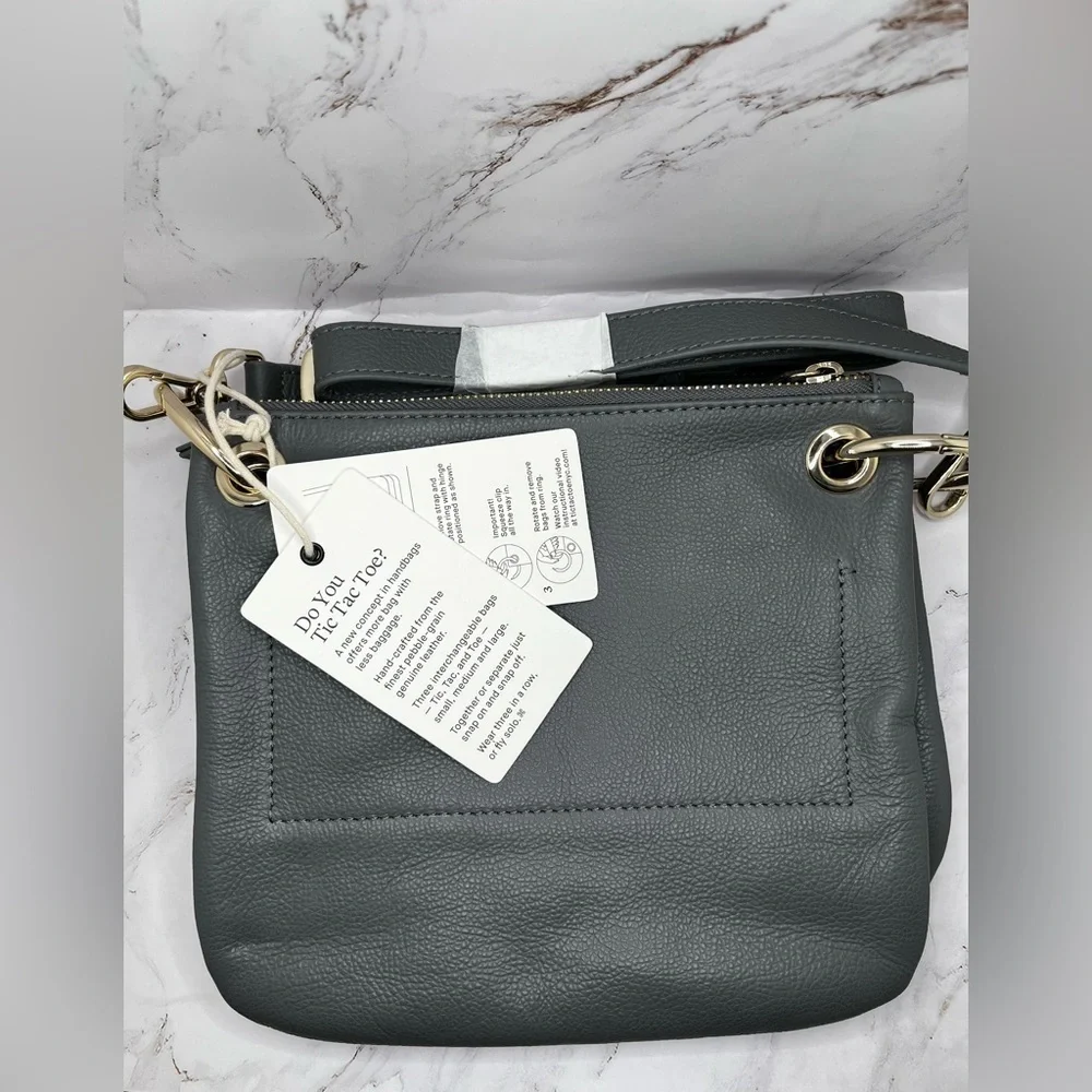 NWT Tic Tac Toe The Minime Small Square Triplet Set in Grey with Gold Hardware - Picture 6 of 9